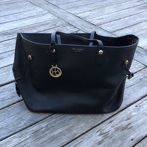 Henri Bendel Black Genuine Leather - Large Zipper Closure Tote -Good Condition